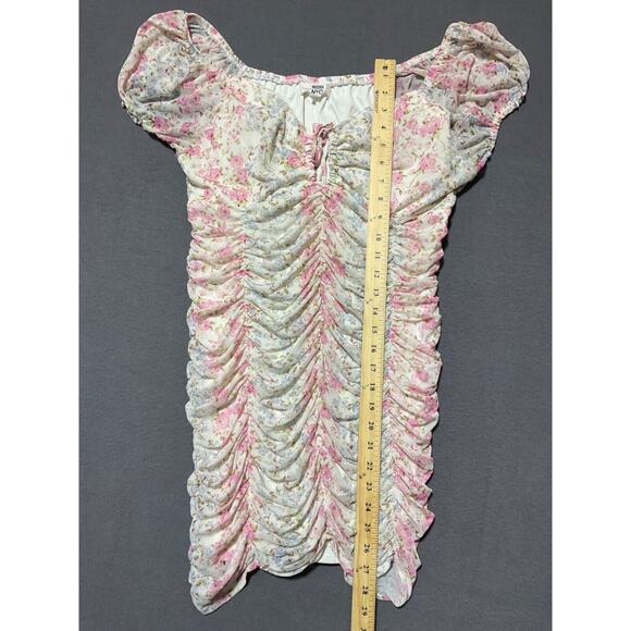 Madden NYC XXXL JR Pink Blue Floral Bodycon Dress Polyester-Spandex Blend Lined - Picture 3 of 6